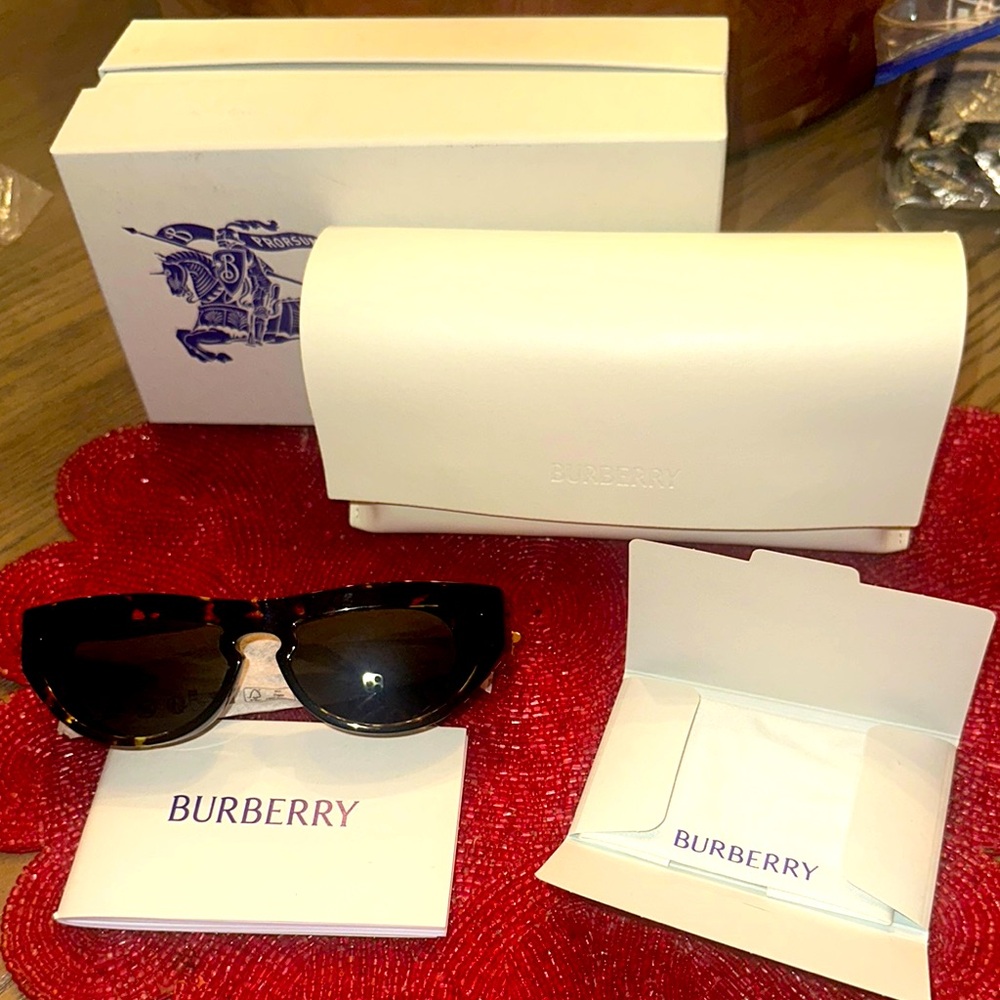 Burberry Dark Havana Brown Sunglasses w Dark Grey Lenses.
